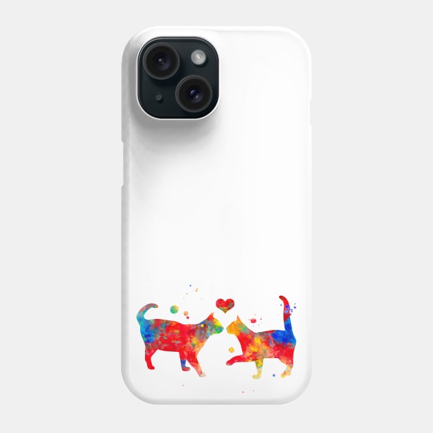 Love Cats Watercolor Painting Phone Case by Miao Miao Design