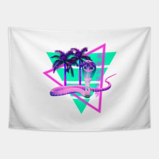 Neon Cobra Vaporwave Synthwave Aesthetic Tapestry