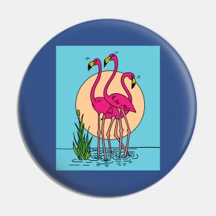 Funny Colorful Flamingos Free Nature Pin