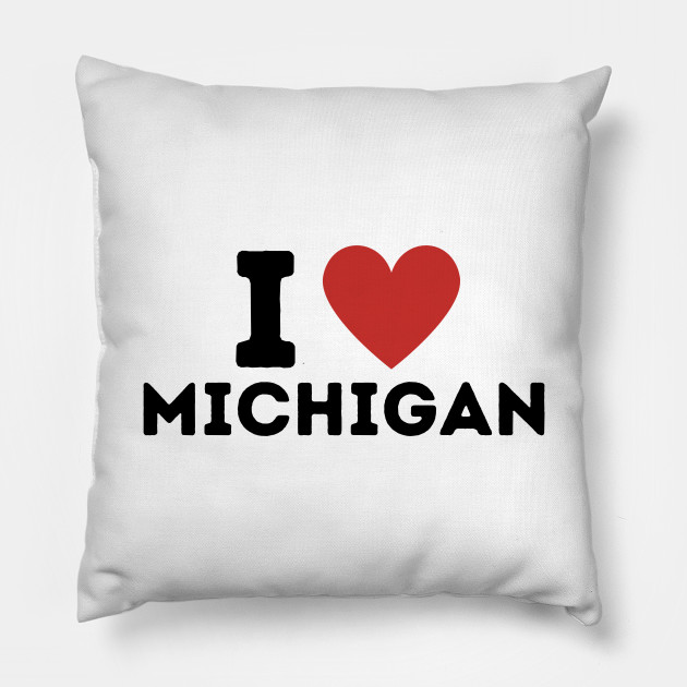 I Love Michigan Simple Heart Design Michigan Pillow Teepublic