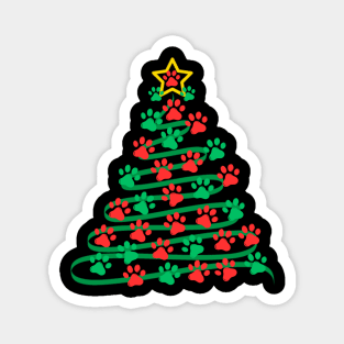 Paw Print Christmas Tree Magnet