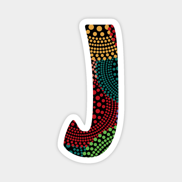 J Aboriginal Letter Magnet by Food in a Can