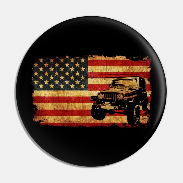 Vintage Jeep U.S Flag Pin by Dailygrind