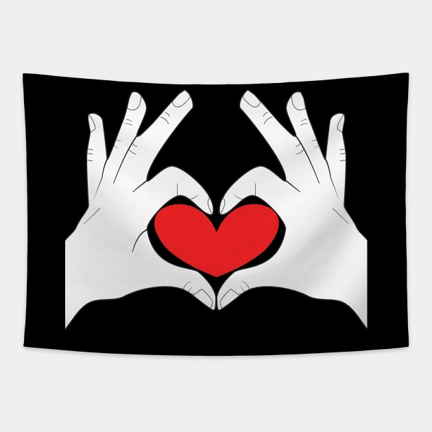 Hands Making Heart Shape Love Sign Language Valentine's Day Tapestry by Okuadinya