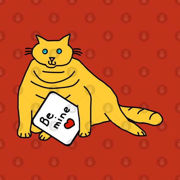 Cute Chubby Kitty Cat says Be Mine on Valentines Day by ellenhenryart