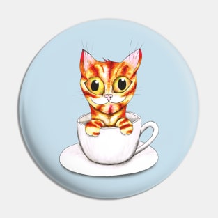 Striped coffee cat Pin