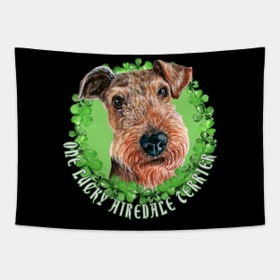 One Lucky Airedale Terrier Funny St. Patrick Dog Tapestry