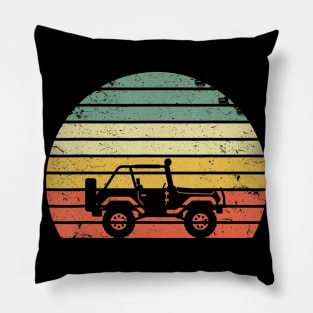 Vintage Jeeps Shirt Retro 70s Off Road Sunset Pillow
