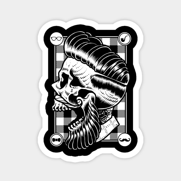 Hipster Skull Magnet by CyberpunkTees