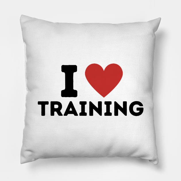 I Love Training Simple Heart Design Pillow by Word Minimalism