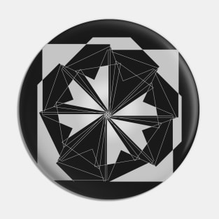Mandala Geometric black and white linear flower Pin