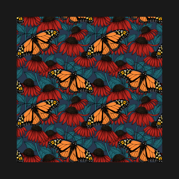 Discover Monarch butterfly on red coneflowers - Monarch Butterflies - T-Shirt