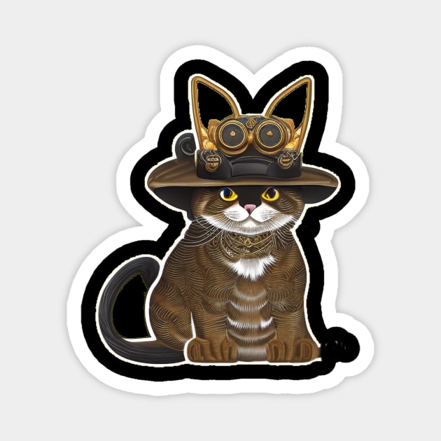 Steampunk Cat in a Ladies Hat Magnet by ImaginativeInkPOD