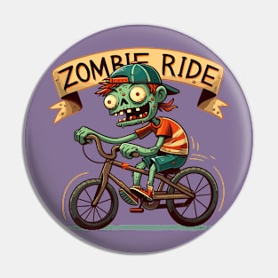 Zombie Ride - Zombie boy on bike Pin