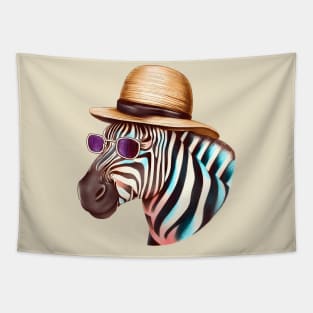 zebra with hat and sunglasses Tapestry