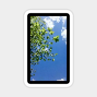 blue sky and leaves pixel art Magnet