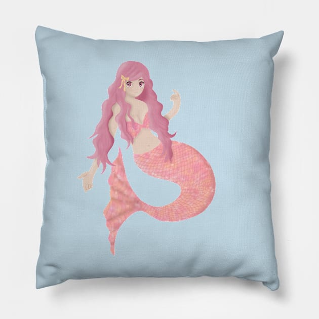 Pink Pastel Mermaid Pillow by Becky-Marie