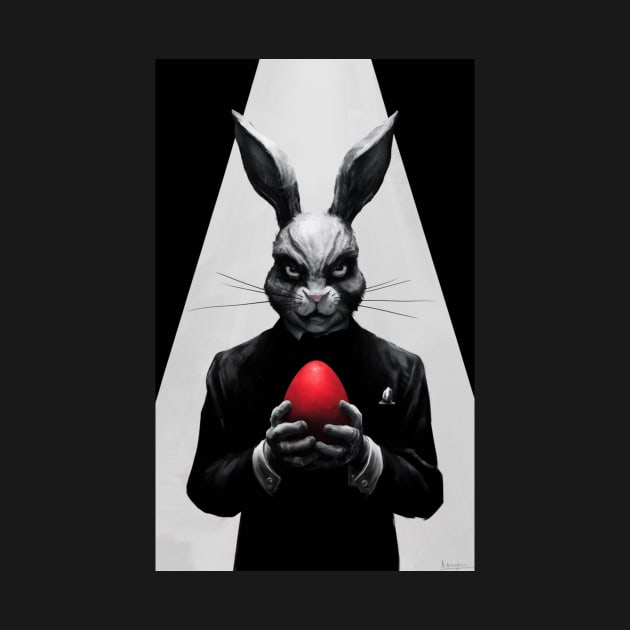 Dark bunny with red egg by presstex.ua@gmail.com