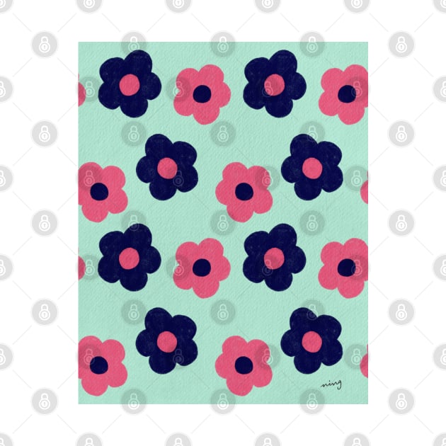 Retro Flower Power Mint| Vintage | Pattern | Florals | Pastel by thewhimsicalrepose