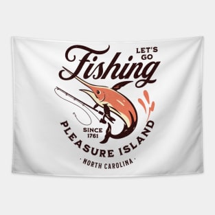 Pleasure Island, NC Fishing Summer Vacation Tapestry