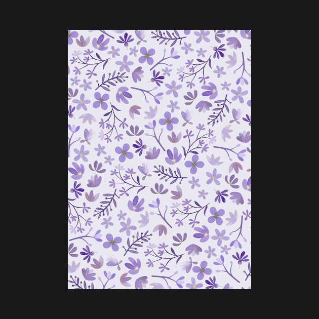 Purple Watercolor Flowers on Purple by ToiledeLina