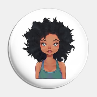 Green Eyed Afro Black Woman Pin