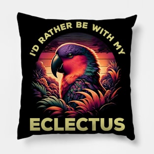 Parrot Vintage I'd Rather Be With My Eclectus Parrot Bird Pillow