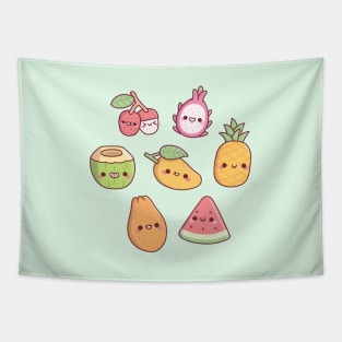 Cute Tropical Fruits Set Tapestry