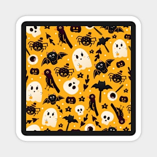 Colourful orange halloween pattern Magnet