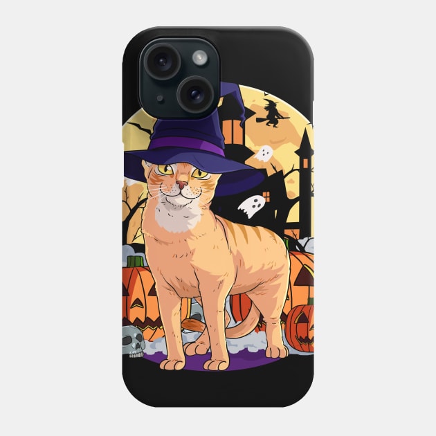 Abyssinian Cat Funny Halloween Witch Pumpkin Phone Case by Noseking