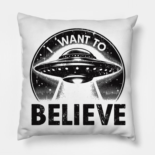 UFOs - I Want To Believe Pillow by Vehicles-Art