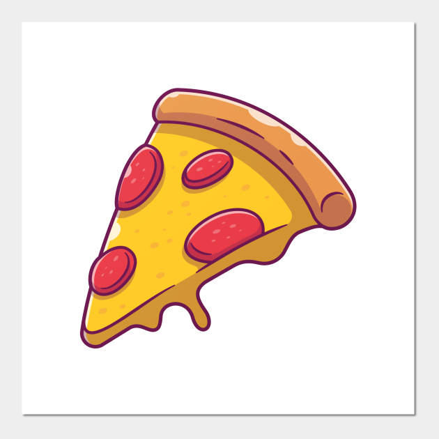 Slice of pizza with melted cheese cartoon - Pizza - Posters and Art Prints | TeePublic Slice of pizza with melted cheese cartoon - Pizza - Posters and Art Prints | TeePublic