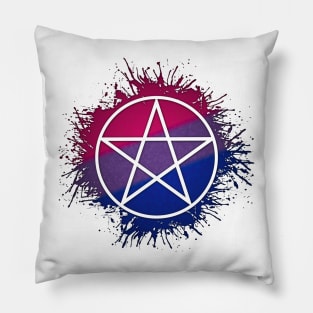 Paint Splatter Bisexual Pride Pentacle Symbol Pillow