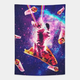 Outer Space Taco Cat - Rainbow Laser Eyes, Burrito Tapestry