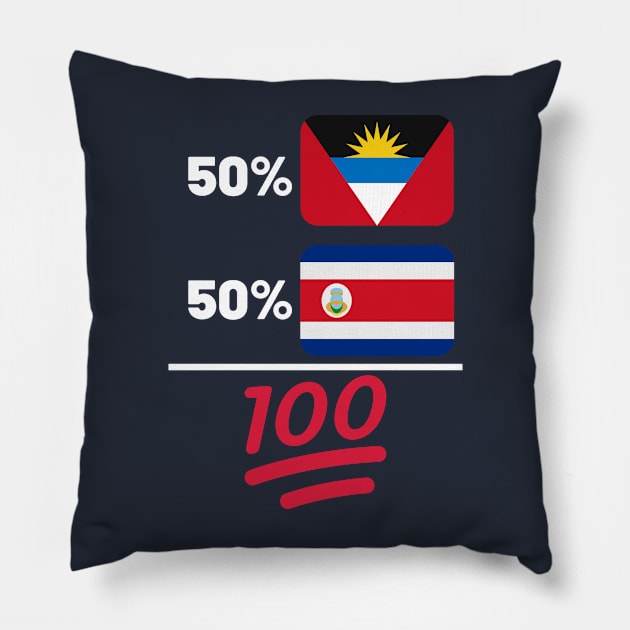 Antigua Plus Costa Rican Mix Flag Heritage Gift Pillow by Just Rep It!!