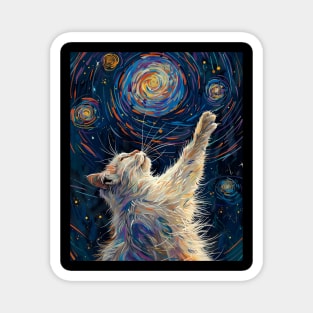 Cat Starry Night Sparkle Magnet