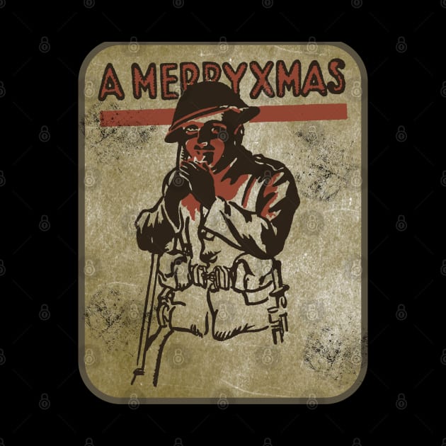 WW1 British Soldier Retro Christmas Merry Xmas by Battlefields