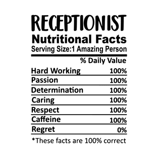 Receptionist Nutrition Facts Funny T-Shirt