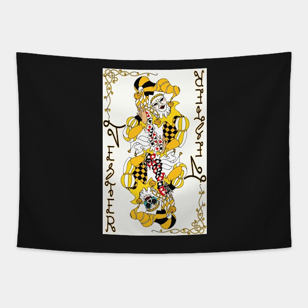 Jester Card Black Mask Tapestry by Vector-Market