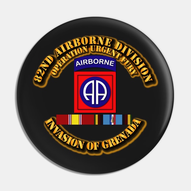 Invasion of Grenada - 82nd Abn Div Operation Urgent Fury w Svc Ribbons Pin by twix123844