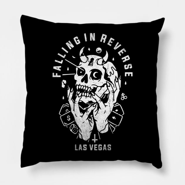 skull lasvegas vintage falling in reverse tour  black shirt gift fans logo text Pillow by LolitaGad