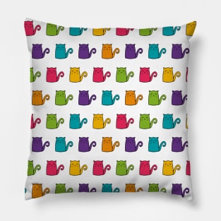 Cutie Rainbow Cats Repeating Pattern Pillow