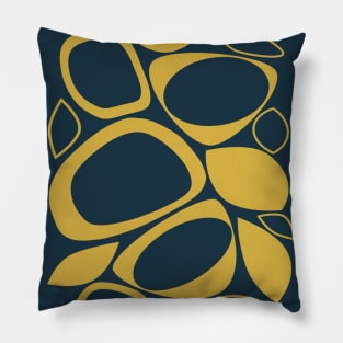 Mid Century Modern Abstract 8 Navy Blue, Mustard Yellow Pillow