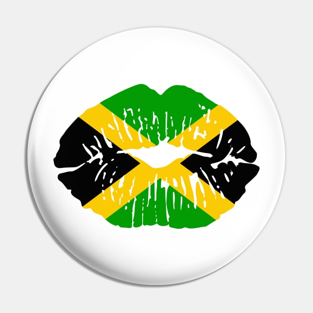 Womens Jamaica Lips Kiss Jamaican Flag Pride Pin by sevalyilmazardal