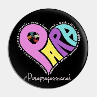 Para Heart Paraprofessional Educator Paraeducator Pin