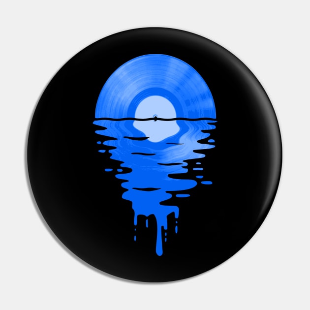 Cool Music Vinyl Record Retro Blue Pin by Nerd_art