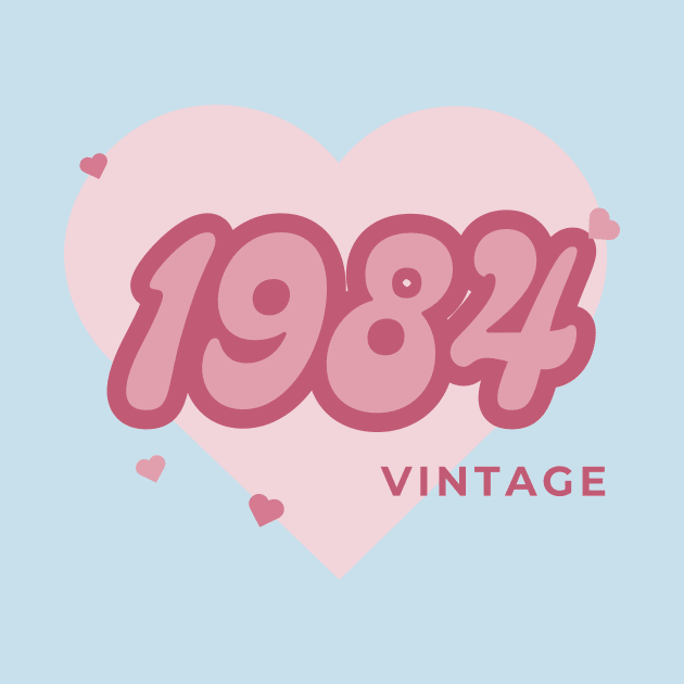 Vintage 1984 Heart by Blue Raccoon Creative