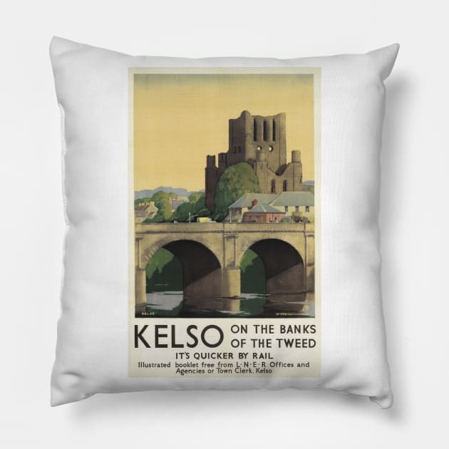 Kelso, Scotland - Vintage Railway Travel Poster - 1941 Pillow by BASlade93