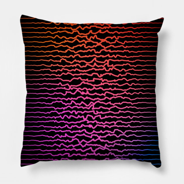 Colorful sound waves, curved lines Pillow by BumbleBambooPrints