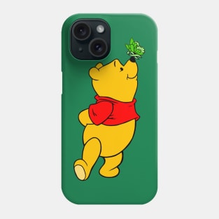 Yellow Bear with Awareness Ribbon Butterfly (Green) Phone Case